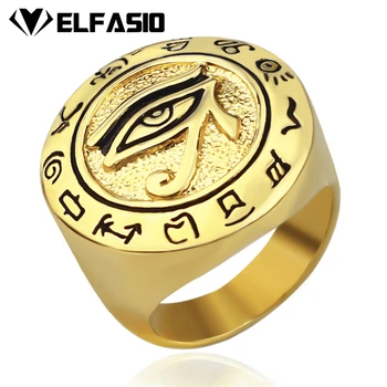 Vyrai Egipto Akis Horo Ra Udjat Talismanas Aukso, Sidabro Nerūdijančio Plieno Nerūdijančio Plieno Dviratininkas Žiedas Papuošalai Dydis-7-15