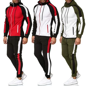 Vyriški Kostiumai 2020 Mens Dryžuotų Spalvų Marškinėlius Nustatyti Vyrų Jogger Sportinės aprangos Kostiumas Vyras Hoodies Kelnės, Sportiniai Kostiumai