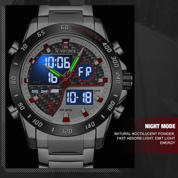 Vyriški Laikrodžiai NAVIFORCE Top Brand Prabanga Full Steel Kvarciniai Laikrodžių Vyrams Big Karinės Sporto Laikrodis Analoginis Skaitmeninis Vyrų Laikrodis