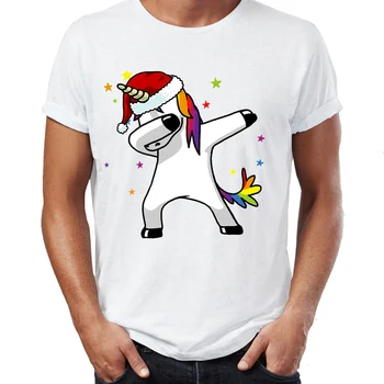 Vyriški Marškinėliai Tepdami Vienaragis Dab Panda Pug Katė Santa Sniego, Kalėdų Leidimas Nuostabus Tee