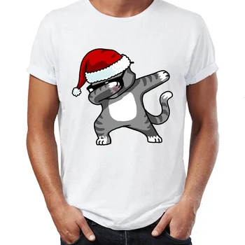 Vyriški Marškinėliai Tepdami Vienaragis Dab Panda Pug Katė Santa Sniego, Kalėdų Leidimas Nuostabus Tee