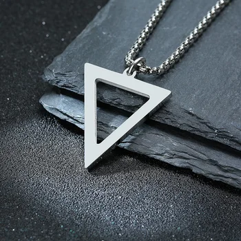 Vyriški Trikampis Karoliai Nerūdijančio Plieno Minimalus Atidaryti Trikampis Pakabukas Geometrinis Vyrų Papuošalai