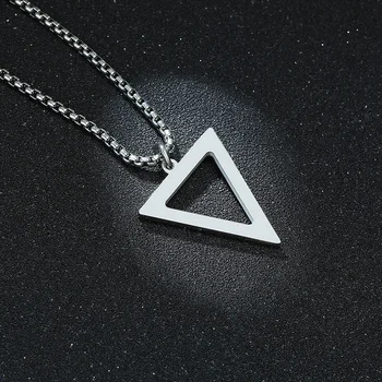 Vyriški Trikampis Karoliai Nerūdijančio Plieno Minimalus Atidaryti Trikampis Pakabukas Geometrinis Vyrų Papuošalai
