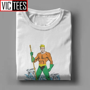 Vyrų Marškinėliai Aquaman Stovi Su Šakės Marškinėliai Atsitiktinis Trumpas Rankovės Tees Drabužių Medvilnės Spausdinti Marškinėliai