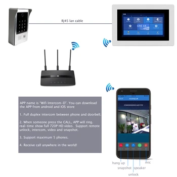 WiFi IP Vaizdo Duris Telefonas, Vaizdo Domofonas Jutiklinis Ekranas TuyaSmart App Nuotolinio Atrakinimo Slaptažodžio IC Kortelės Prieigos Saugumo Kontrolės Sistema