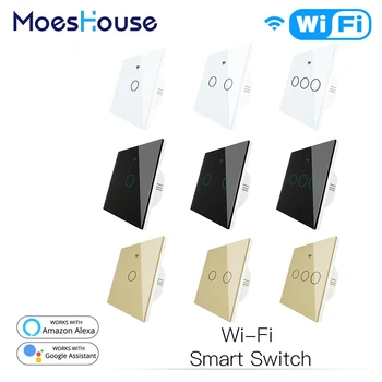 WiFi Smart Touch Wall Šviesos Jungiklio, Smart Gyvenimas/Tuya Belaidžio Nuotolinio Valdymo Dirbti su Alexa 