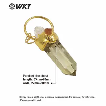 WT-P1581 Didmeninės aukso electroplated geltona ci-trine kvarco taško pakabukas moterų mados aukso geltonas akmuo dvasia taško, pakabučiai