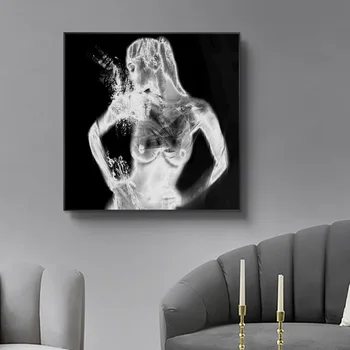 X-Ray Vision Juoda Ir Balta Nuoga Mergina, Plakatų Ir Grafikos Meno Tapybos Ant Sienų Dekoras Drobė Nuotrauką Kambarį Cuadros
