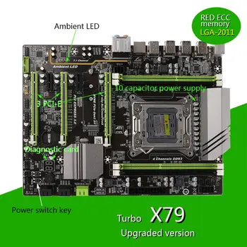 X79 Turbo moederbord LGA2011 USB3 ATX.0 SATA3 PCI-E NVME M. 2 SSD ondersteuning REG ECC geheugen lt Xeon E5 procesorius N1HD