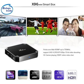 X96mini X96 mini Android 7.1 Smart TV BOX X 96 2GB/16GB 1GB/8GB Amlogic S905W Quad Core palaikymas 4K 30tps 2.4 GHz WiFi Set top box