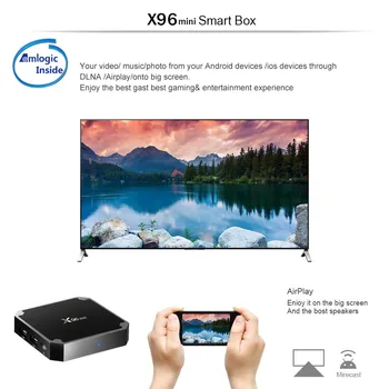 X96mini X96 mini Android 7.1 Smart TV BOX X 96 2GB/16GB 1GB/8GB Amlogic S905W Quad Core palaikymas 4K 30tps 2.4 GHz WiFi Set top box