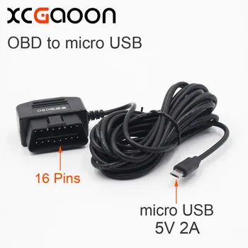 XCGaoon 10 gabalas Naujas Automobilinis Įkroviklis OBD 16 Pin DC Konverteris Modulis 12V 24V Į 5V 2A su Mikro USB Kabelis, Žemos Įtampos Apsauga