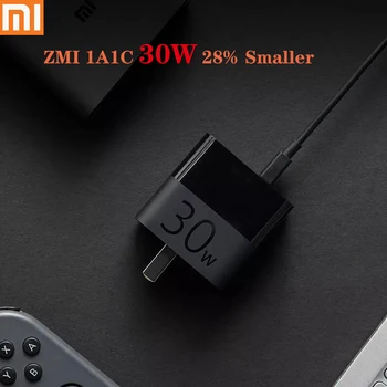 Xiaomi ZMI Patogu Kelionės Įkroviklis 1A1C USB C Tipo 30W Max Uosto 27W Smart Išėjimas Greitas Įkrovimas tam Tikrų Telefono Sąsiuvinis
