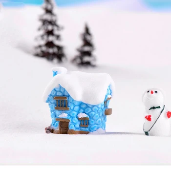 XUNSFY 1pc Mielas Kalėdų Sniegas Žiemą Namas 3D Modelį Statulėlės Sodo Fėja Stiklo Dekoras 