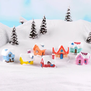 XUNSFY 1pc Mielas Kalėdų Sniegas Žiemą Namas 3D Modelį Statulėlės Sodo Fėja Stiklo Dekoras 
