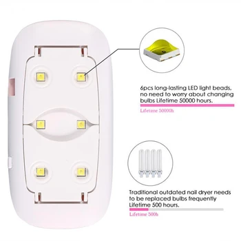 Yayoge Nagų Lempa 6w mini Nagų Mašina, džiovintuvas UV LED Lempos Nešiojamų Micro USB Patogus Naudoti Namuose, Nagų Manikiūro Įrankiai
