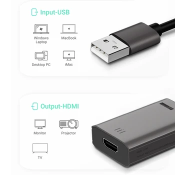 YEHUA LC06Y USB 2.0 HDMI o Vaizdo Adapteris Keitiklis Kabelis