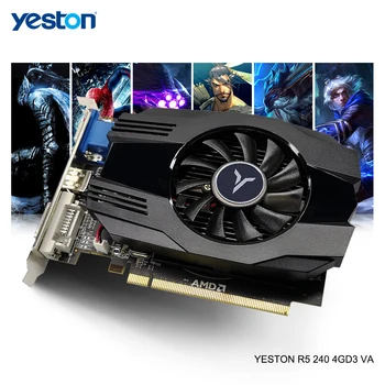 Yeston Radeon R5 240 GPU 4GB GDDR3 64 bitų Žaidimų KOMPIUTERIO Vaizdo Grafikos plokštės palaiko VGA/DVI-D/HDMI suderinamus