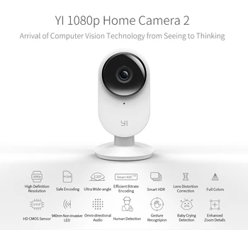YI Namų Kamera 2 1080P FHD išmanųjį Fotoaparatą, pradžia Saugumo Belaidžio vaizdo kamera Naktinio Matymo ES Edition 
