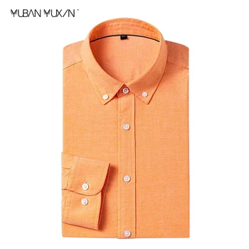 YUBANYUXIN prekės ženklo vyrai rudenį, medvilnės marškinėliai Oksfordo vientisos spalvos ilgomis rankovėmis marškinėliai Minkštas, odos draugiškas ir lengva priežiūra atsitiktinis marškinėliai