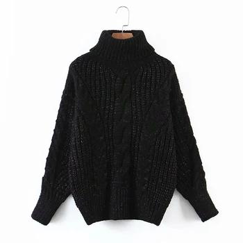 ZA 2020 Naujas Moterų Rudenį 4 spalvų Išlaikyti šiltas Golfo megzti megztinis Ploni Megztiniai megztinis Viršutiniai drabužiai Trumpas Patenka Šiltas Minkštas