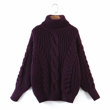 ZA 2020 Naujas Moterų Rudenį 4 spalvų Išlaikyti šiltas Golfo megzti megztinis Ploni Megztiniai megztinis Viršutiniai drabužiai Trumpas Patenka Šiltas Minkštas