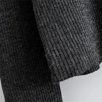 Za moterų naujos vidaus krūtinėmis Atvartas ilgomis rankovėmis trumpas šonkaulių mezgimo kailis plonas mezgimas cardigan megztinis ankstyvą pavasarį 2020 m.