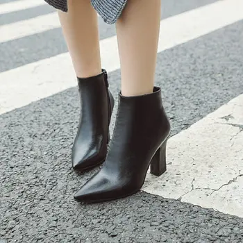 ZawsThia 2020 m. žiemos pavasario baltas juodas storas aukštakulniai batai moterims, siurbliai, stiletai, batai pažymėjo tne užtrauktukas kulkšnies bateliai