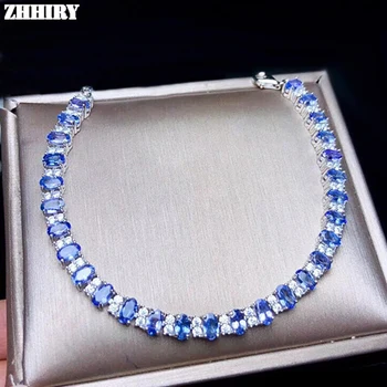 ZHHIRY Realus Fizinis Tanzanite Blue Kietas 925 Sterlingas Sidabro Apyrankė Wome Originali Brangakmenio Fine Jewelry