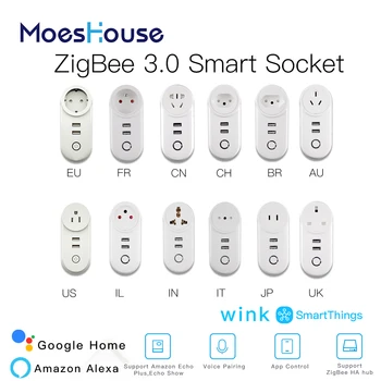 ZigBee 3.0 Smart Lizdo Kištukas su 2 USB Sąsaja, Nuotolinio Valdymo Balsu Dirbti su SmartThings Wink Echo Plius ir Labiausiai Zigbee Hub