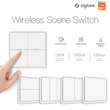 ZigBee Bevielio Ryšio Smart Scene Switch 4 Gauja Protingo Namo Automatizavimo Mygtuką Perjungti Lipdukas Tuya Smart Switch Priedai