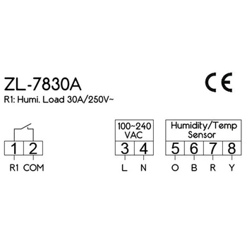 ZL-7830A, Relė 30A, 100-240Vac, Skaitmeninis, Drėgmės Valdiklis, Hygrostat(ZL-SHr03A)