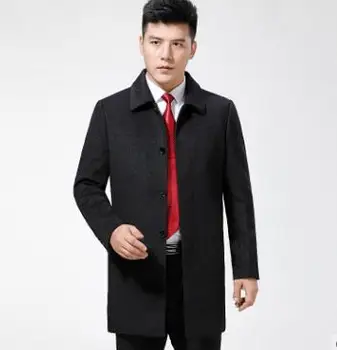 ZNG 2020 naujas Žiemos naujas ilgas vilnonis vilnonis paltas vyrų kailis vidutinio amžiaus prekės kašmyro paltas tėvo drabužiai