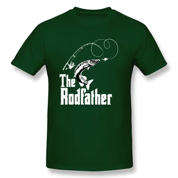 Į Rodfather Žuvų Fisher Crewneck T-Shirt Negabaritinių Vandenyno Rykliai Jūroje Tėvas Tees Mėgėjams Dieną Viršūnes & Tees Medvilnės Dizaino Marškinėlius Vyrams