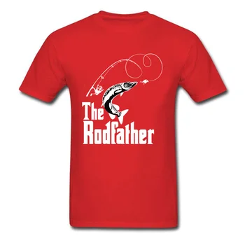 Į Rodfather Žuvų Fisher Crewneck T-Shirt Negabaritinių Vandenyno Rykliai Jūroje Tėvas Tees Mėgėjams Dieną Viršūnes & Tees Medvilnės Dizaino Marškinėlius Vyrams