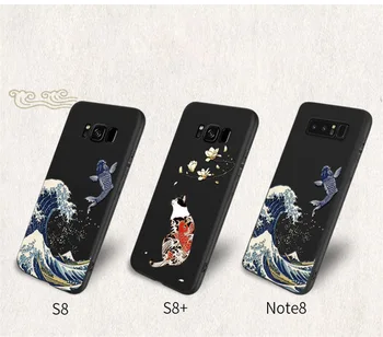 Įspausti Telefono dėklas, Skirtas Samsung galaxy note 10 9 pastaba note10 plius Padengti Kanagawa Bangų 3D Reljefo Atveju 