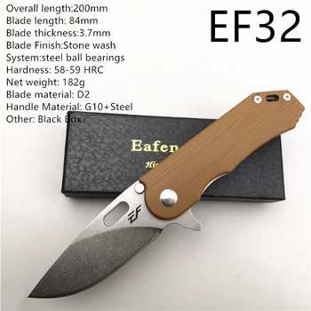 Šalinimas, Geriausia kaina, Eafengrow kokybės D2 ašmenys G10 rankena sulankstomas Peilis Fliper atidaryti lauko kempingas peiliu kišenėje EDC peilis