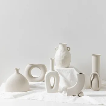 Šiaurės Kūrybinės Keramikos Vaza, Namų Dekoravimo, Ornamentų Balta Vegetaras Vazonas Meno Vaza Darbalaukio Gėlių Kompozicijų Bakas