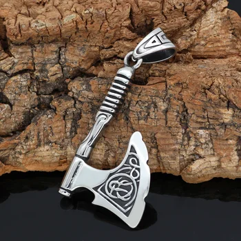 Šiaurės nerūdijančio plieno rune amuletas kirvis talismanas karoliai pakabukas