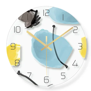 Šiaurės Spausdinimo Sieniniai Laikrodžiai Tyli Kvarco Stiklo Kabo Laikrodis Modernaus Dizaino Namų Dekoro Horloge Senovinių Namų Dekoro BB50WC