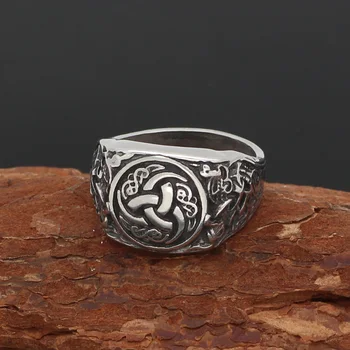 Šiaurės vikingų mazgas dragon nerūdijančio plieno amuletas Skandinavijos žiedo su viking dovanų maišelis