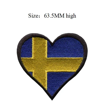Širdies formos Švedijos Vėliava pleistras 63.5 MM/strategija/drabužių patch/suvenyras