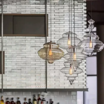 Šiuolaikinės kūrybos formos skaidraus stiklo vieno galvos priedai veltiniams, vilna lempa Šiaurės šalių menas, dizainas restoranas apdailos LED E27 apšvietimas