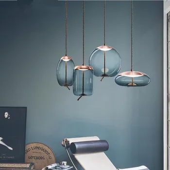 Šiuolaikinės Skalbinių Virvės Stiklo Kabo Lempa Minimalistinio Dizaineris Apskrito Elipsės Formos Pakabukas Dega Gyvenamasis Kambarys Miegamasis Apdaila