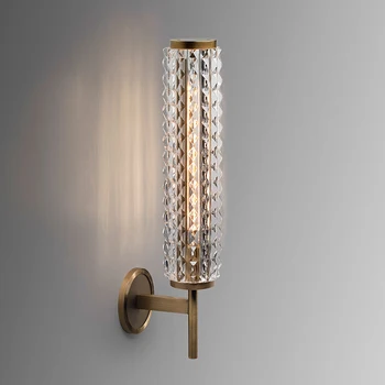 šiuolaikinės vario sieniniai šviestuvai prabangūs krištolo sienų apšvietimo kambarį vonios veidrodis priekinis žibintas villa Laiptų Fone Led Sienos Sconces