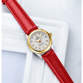 Šveicarija KARNAVALAS Prabanga Moterų Laikrodžiai Prekės Sapphire Kristalas Mechaninė Automatinė Ponios Žiūrėti Mados natūralios Odos Laikrodis