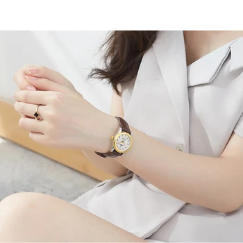 Šveicarija KARNAVALAS Prabanga Moterų Laikrodžiai Prekės Sapphire Kristalas Mechaninė Automatinė Ponios Žiūrėti Mados natūralios Odos Laikrodis