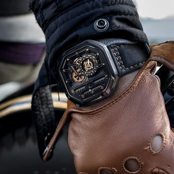Šveicarijos Prekės ženklas AGELOCER Sporto Laikrodžiai Vyrams Skeletas telefono su Šviesos Rankas Unikalus Mechaninis laikrodis Galios Rezervo 42 Valandos