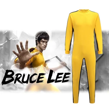 Žaidimas Death Kostiumas Bruce Lee Kostiumas Geltona Jumpsuit Kinijos Kung fu Stabus Bruce Lee Vienodų Drabužių Tracksuit Už Nunchaku
