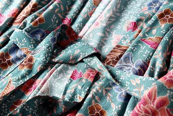 Žalia V kaklo Vietą, Camellia Gėlių Spausdinti Ilgio Kimono Marškinėliai BOHO Atostogų Lankas Jungiamąją iki Varčias Ilgas Cardigan Prarasti Palaidinė Viršūnės